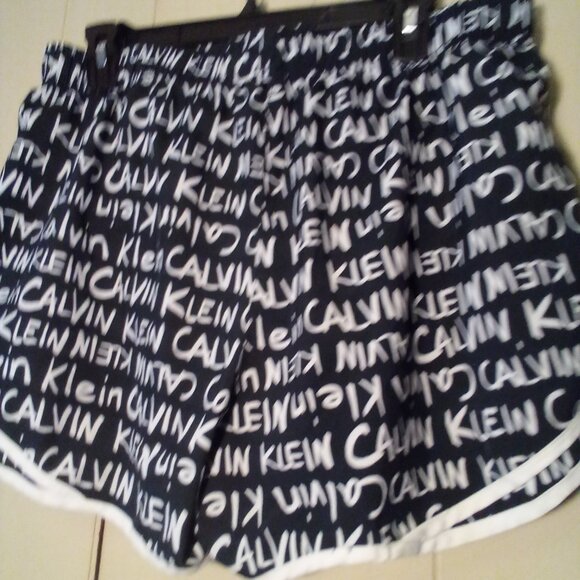Calvin Klein Shorts Women L Athletic Active Running Spell Out Liner Black White - Picture 11 of 13